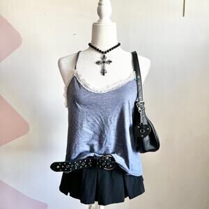 Vintage Blue Lace‎ Trim Tank Top, Coquette, Cottagecore, Vintage, Large